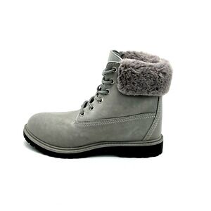 Bamboo Womens Winter Faux Fur Lace Up Boots Gray Sz 6 NEW w/ Minor Storage Wear